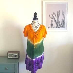 EUC Vintage 90s tie dye free size mini dress by Sunflower
